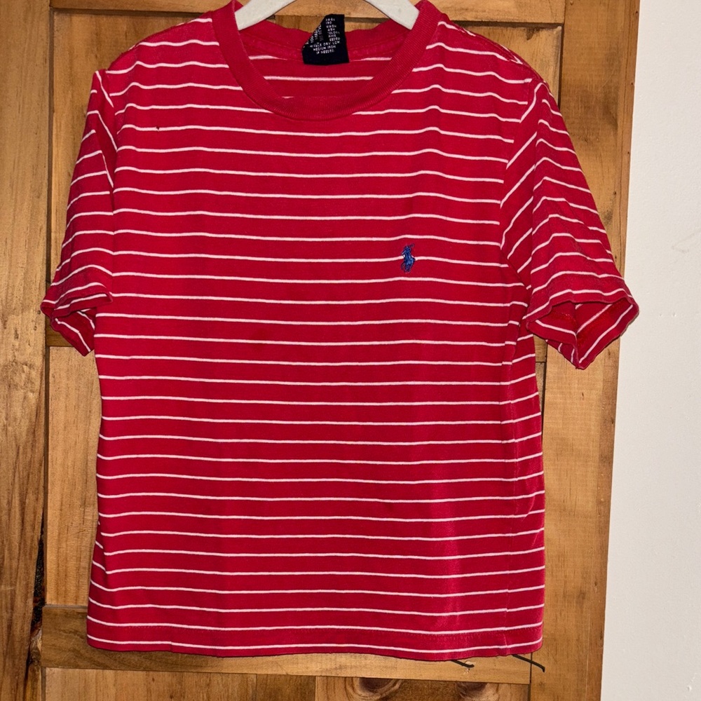 Polo by Ralph Lauren Red and White Striped Kids Tee